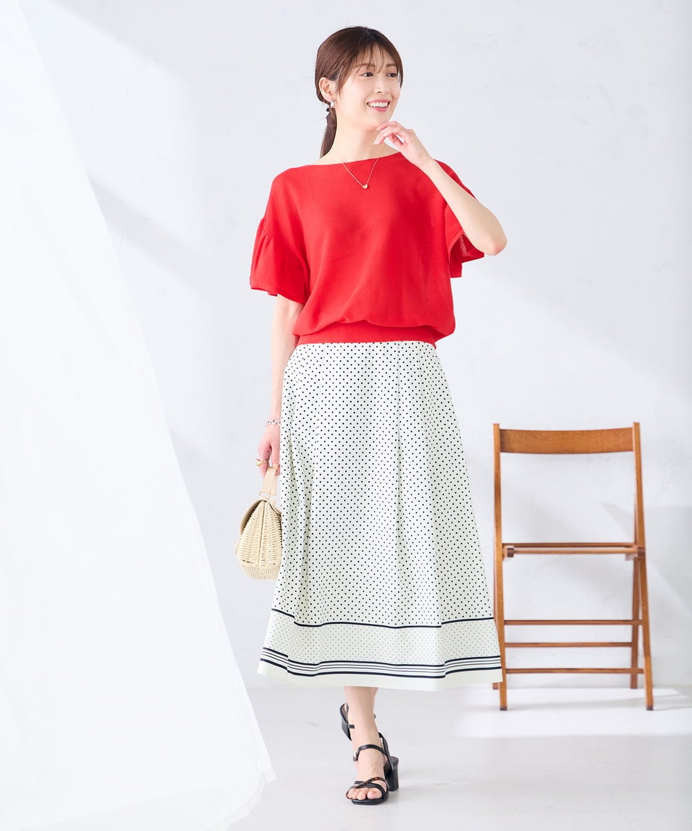 K2HHD33059 a.v.v(アー・ヴェ・ヴェ) 【洗える】パネル切替ドットスカート ホワイト