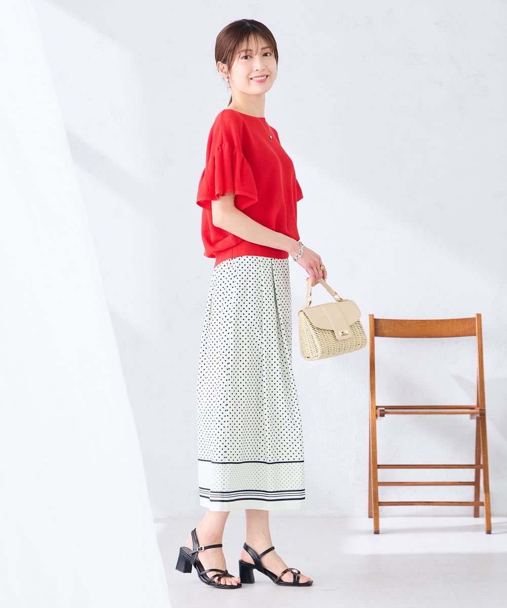 K2HHD33059 a.v.v(アー・ヴェ・ヴェ) 【洗える】パネル切替ドットスカート ホワイト