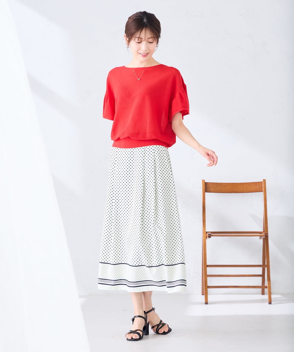 K2HHD33059 a.v.v(アー・ヴェ・ヴェ) 【洗える】パネル切替ドットスカート ホワイト