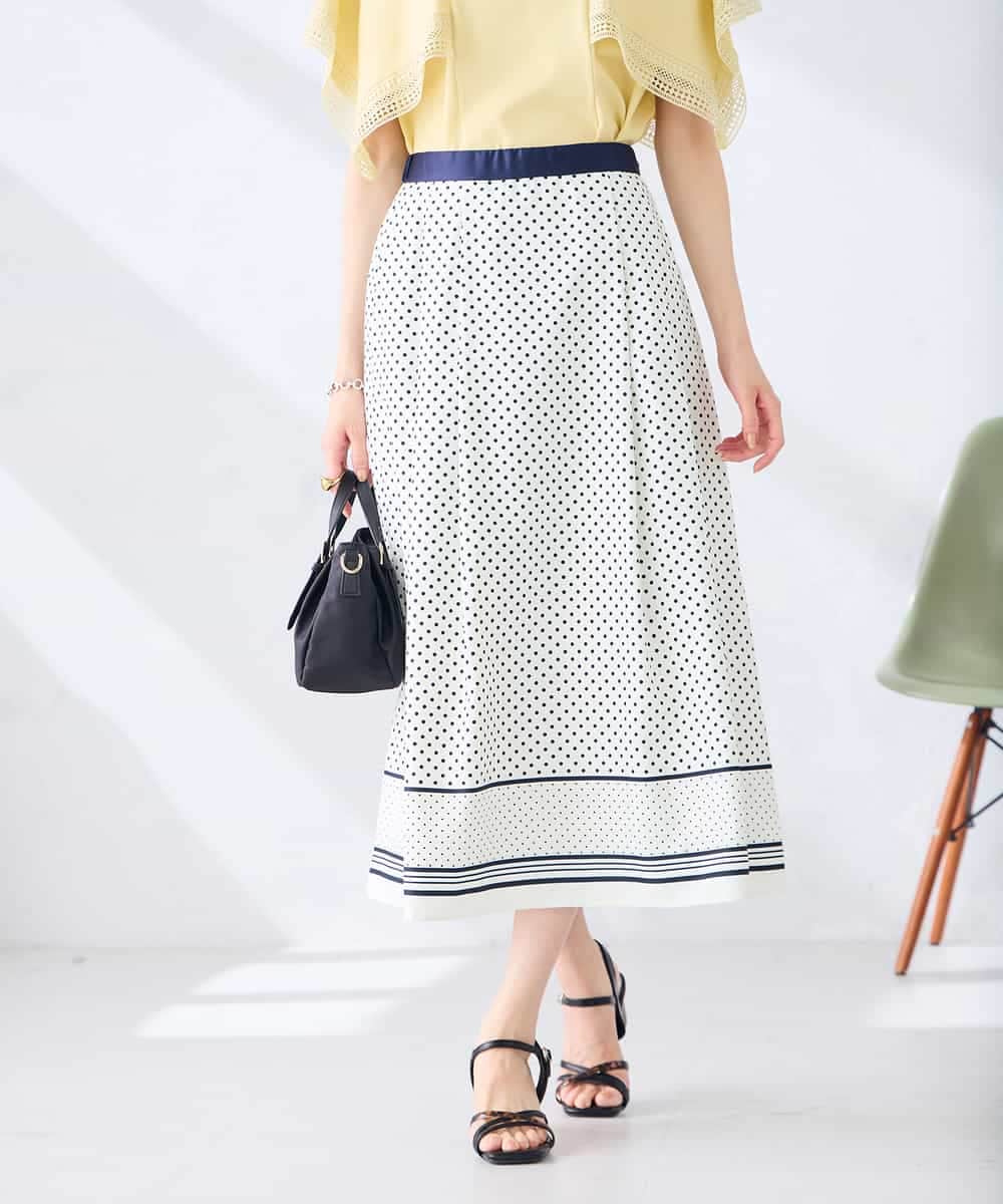 K2HHD33059 a.v.v(アー・ヴェ・ヴェ) 【洗える】パネル切替ドットスカート ホワイト