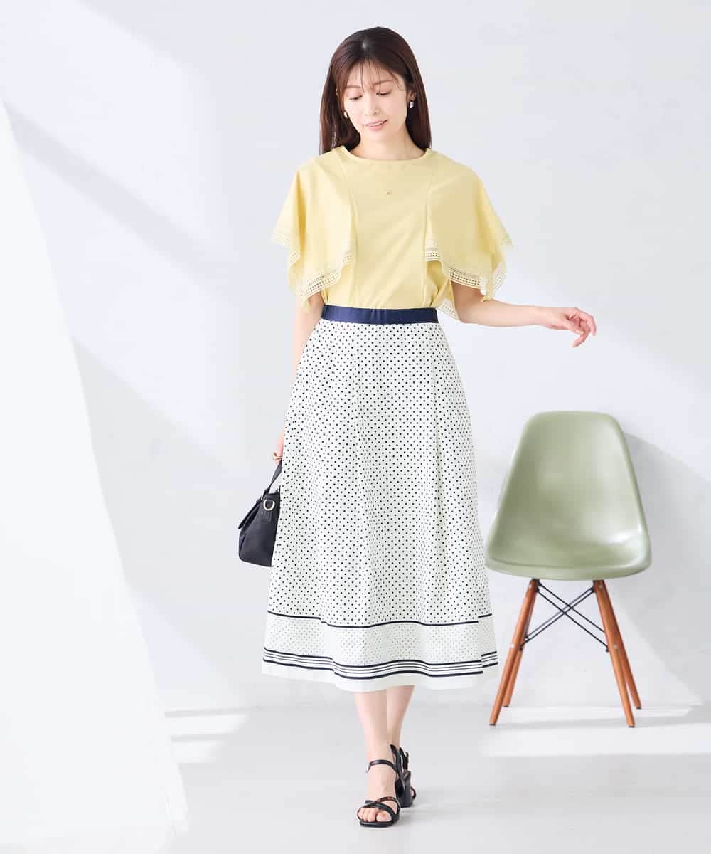 K2HHD33059 a.v.v(アー・ヴェ・ヴェ) 【洗える】パネル切替ドットスカート ホワイト