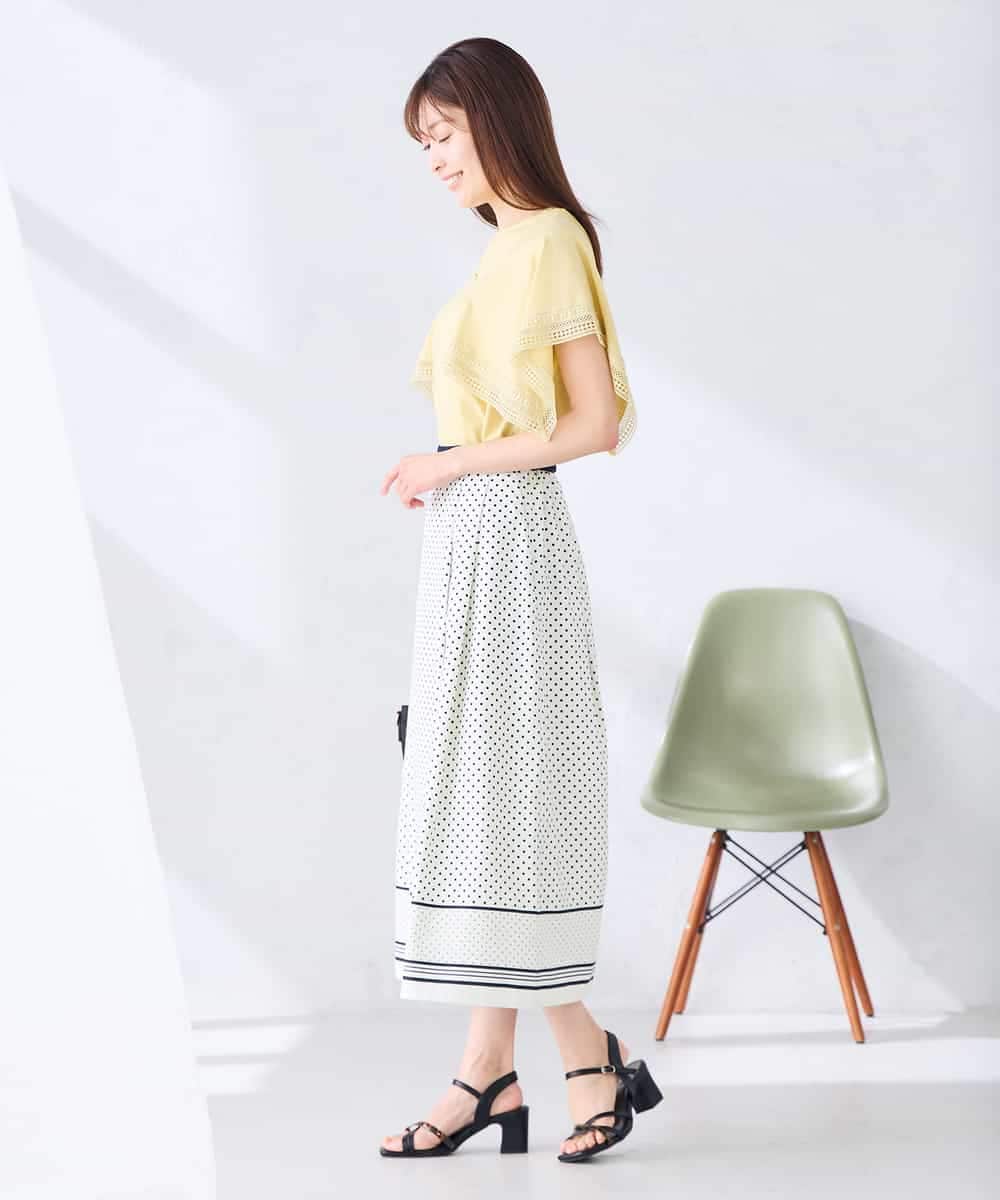 K2HHD33059 a.v.v(アー・ヴェ・ヴェ) 【洗える】パネル切替ドットスカート ホワイト