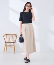 K2HHD40059 a.v.v(アー・ヴェ・ヴェ) 【洗える】リネンライクカーゴスカート カーキ