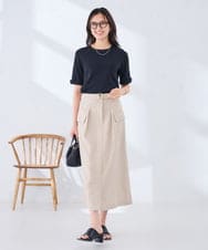 K2HHD40059 a.v.v(アー・ヴェ・ヴェ) 【洗える】リネンライクカーゴスカート カーキ