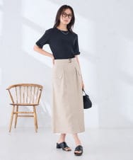 K2HHD40059 a.v.v(アー・ヴェ・ヴェ) 【洗える】リネンライクカーゴスカート カーキ