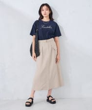K2HHD40059 a.v.v(アー・ヴェ・ヴェ) 【洗える】リネンライクカーゴスカート カーキ