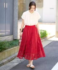 K2HHV28059 a.v.v(アー・ヴェ・ヴェ) 花柄メッシュスカート ネイビー