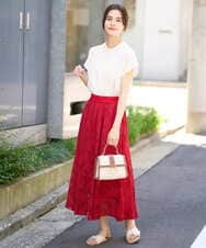 K2HHV28059 a.v.v(アー・ヴェ・ヴェ) 花柄メッシュスカート ネイビー