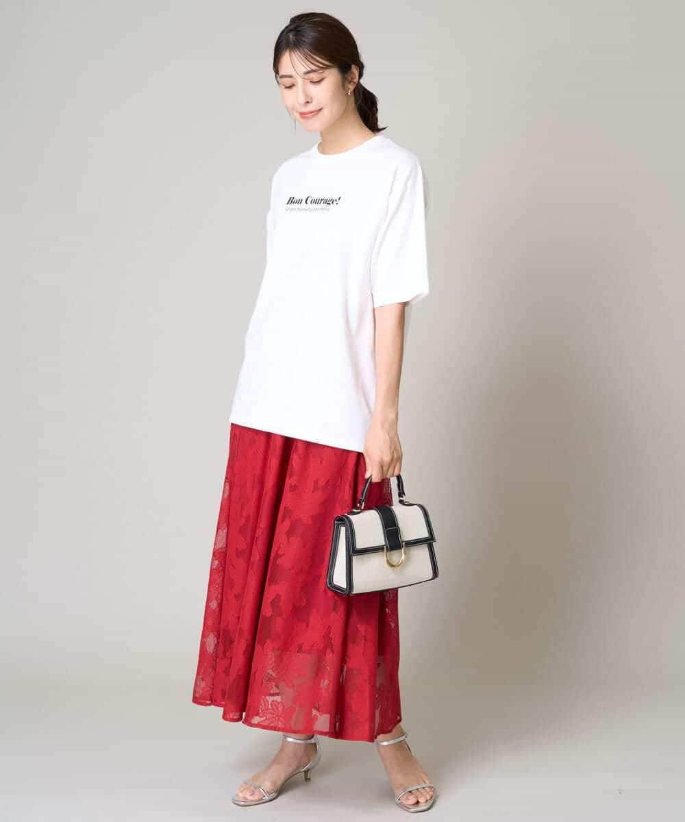 K2HHV28059 a.v.v(アー・ヴェ・ヴェ) 花柄メッシュスカート ネイビー