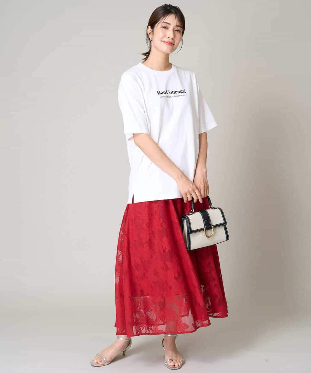 K2HHV28059 a.v.v(アー・ヴェ・ヴェ) 花柄メッシュスカート ネイビー