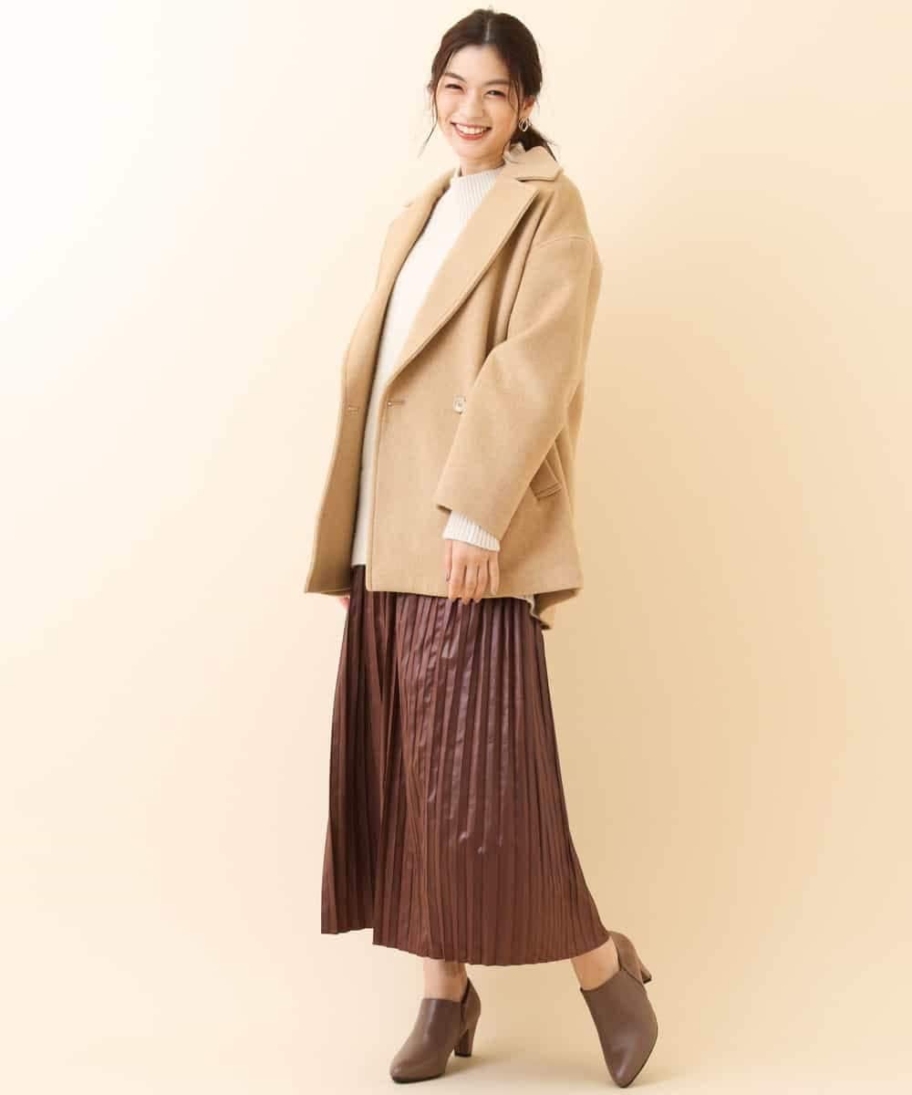 K2HJJ14049 a.v.v(アー・ヴェ・ヴェ) チンツサテンプリーツスカート[WEB限定サイズ] ブラウン