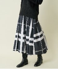 K2HJV03054 a.v.v(アー・ヴェ・ヴェ) ビックチェックタフタフレアスカート ブラウン