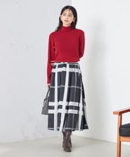 K2HJV03054 a.v.v(アー・ヴェ・ヴェ) ビックチェックタフタフレアスカート ブラウン