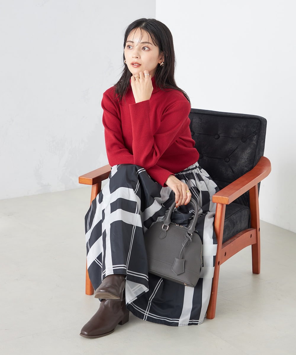 K2HJV03054 a.v.v(アー・ヴェ・ヴェ) ビックチェックタフタフレアスカート ブラウン
