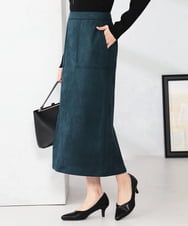 K2HKA07059 a.v.v(アー・ヴェ・ヴェ) 【ストレッチ/洗える】フェイクスエードナロースカート グリーン