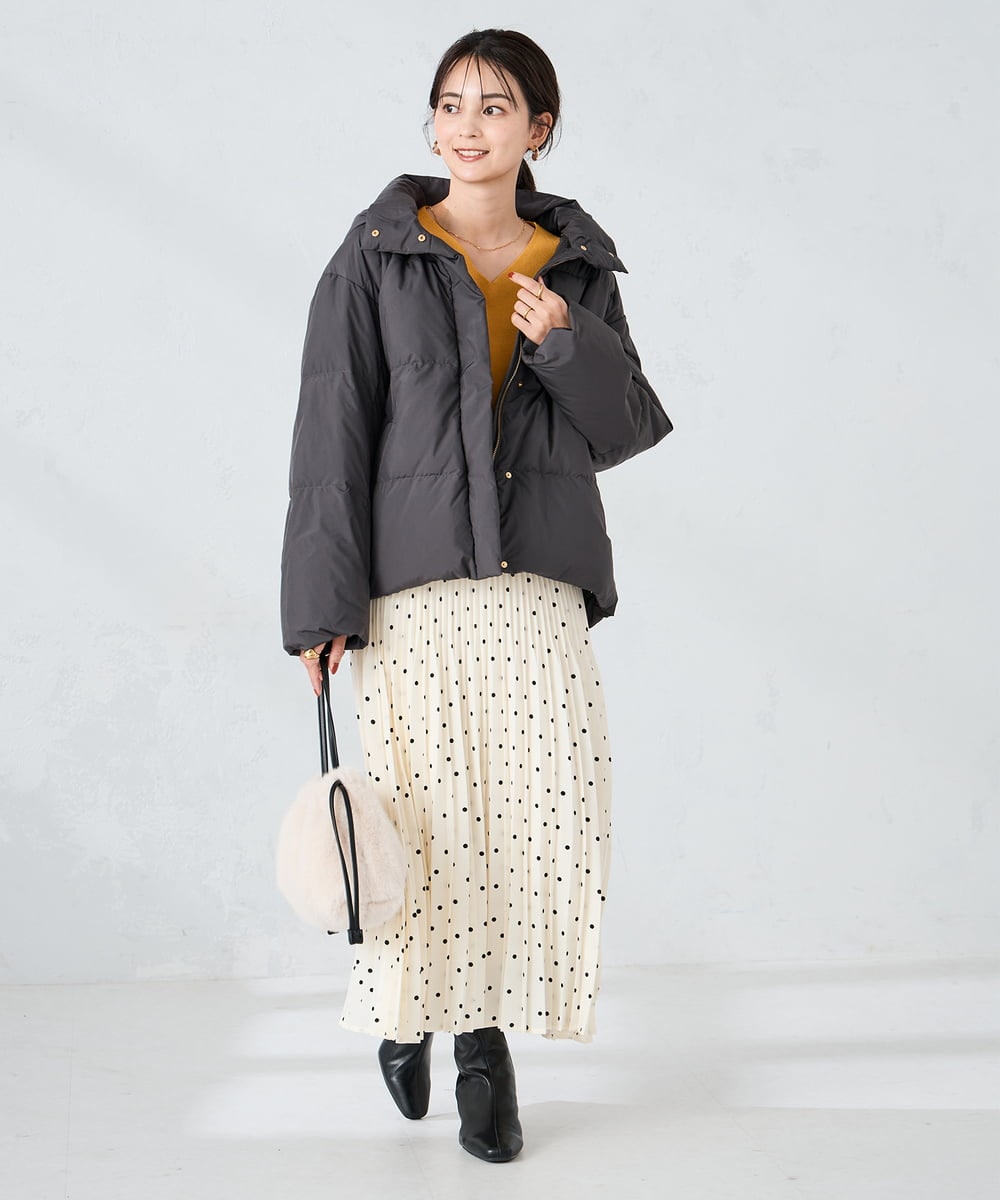 K2HKA08059 a.v.v(アー・ヴェ・ヴェ) 【洗える】ドットプリーツスカート アイボリー