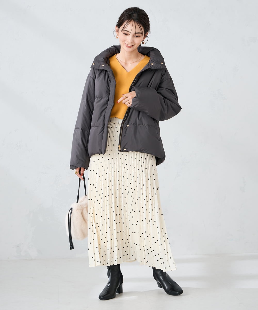 K2HKA08059 a.v.v(アー・ヴェ・ヴェ) 【洗える】ドットプリーツスカート アイボリー