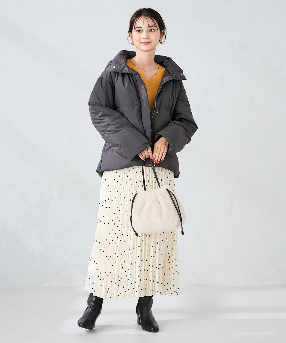 K2HKA08059 a.v.v(アー・ヴェ・ヴェ) 【洗える】ドットプリーツスカート アイボリー