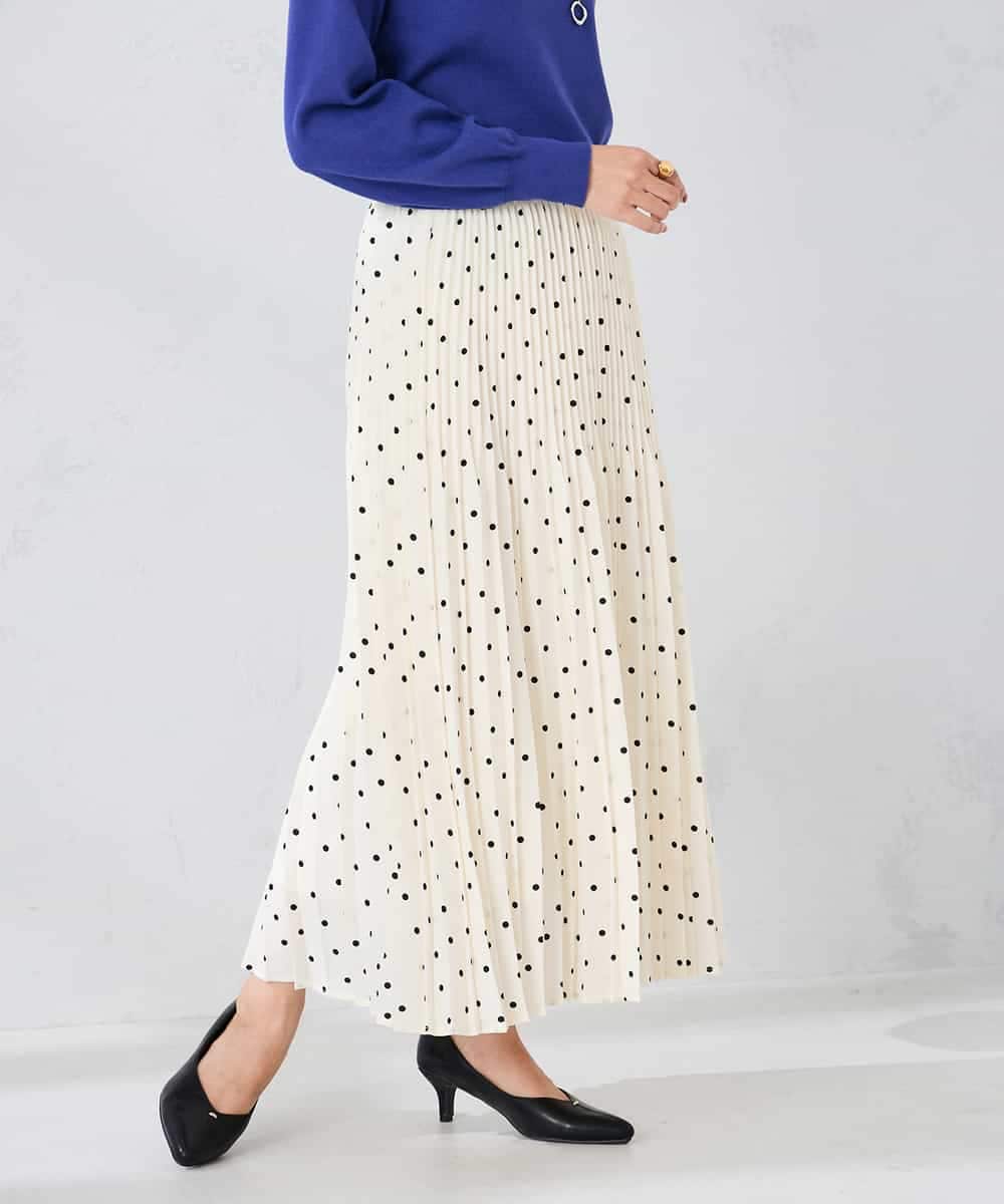 K2HKA08059 a.v.v(アー・ヴェ・ヴェ) 【洗える】ドットプリーツスカート アイボリー