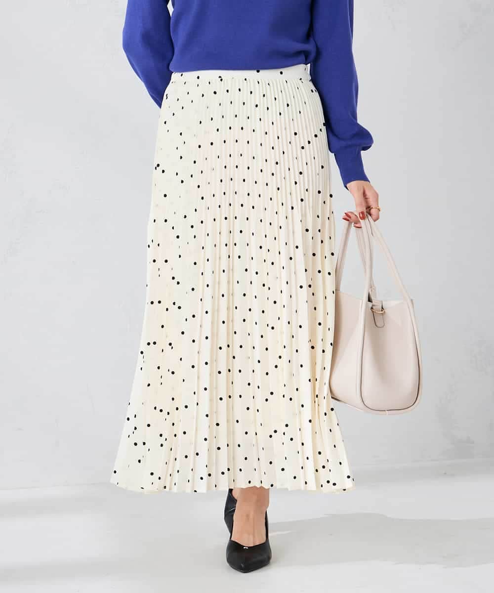 K2HKA08059 a.v.v(アー・ヴェ・ヴェ) 【洗える】ドットプリーツスカート アイボリー