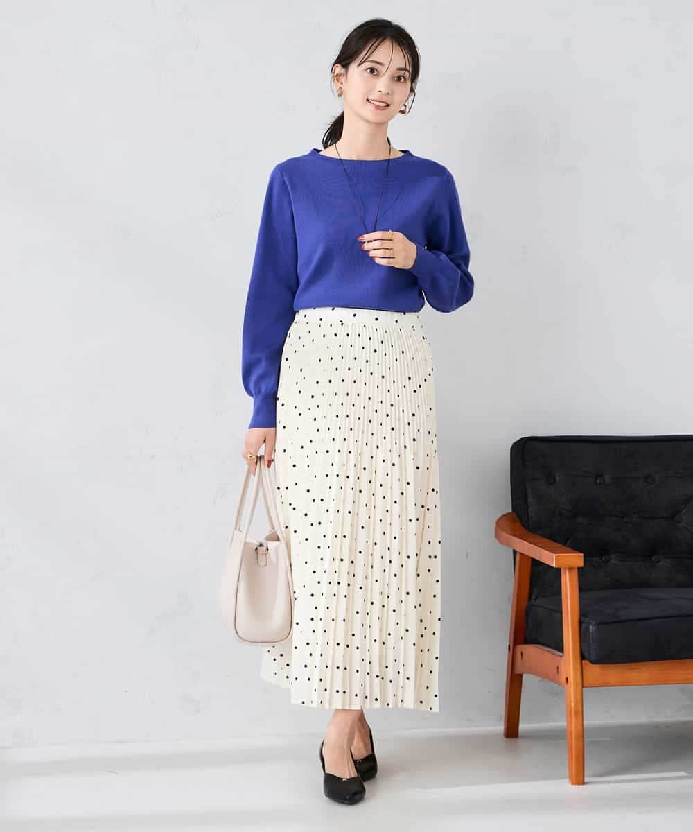 洗える】ドットプリーツスカート(ロング・マキシ丈スカート) | a.v.v