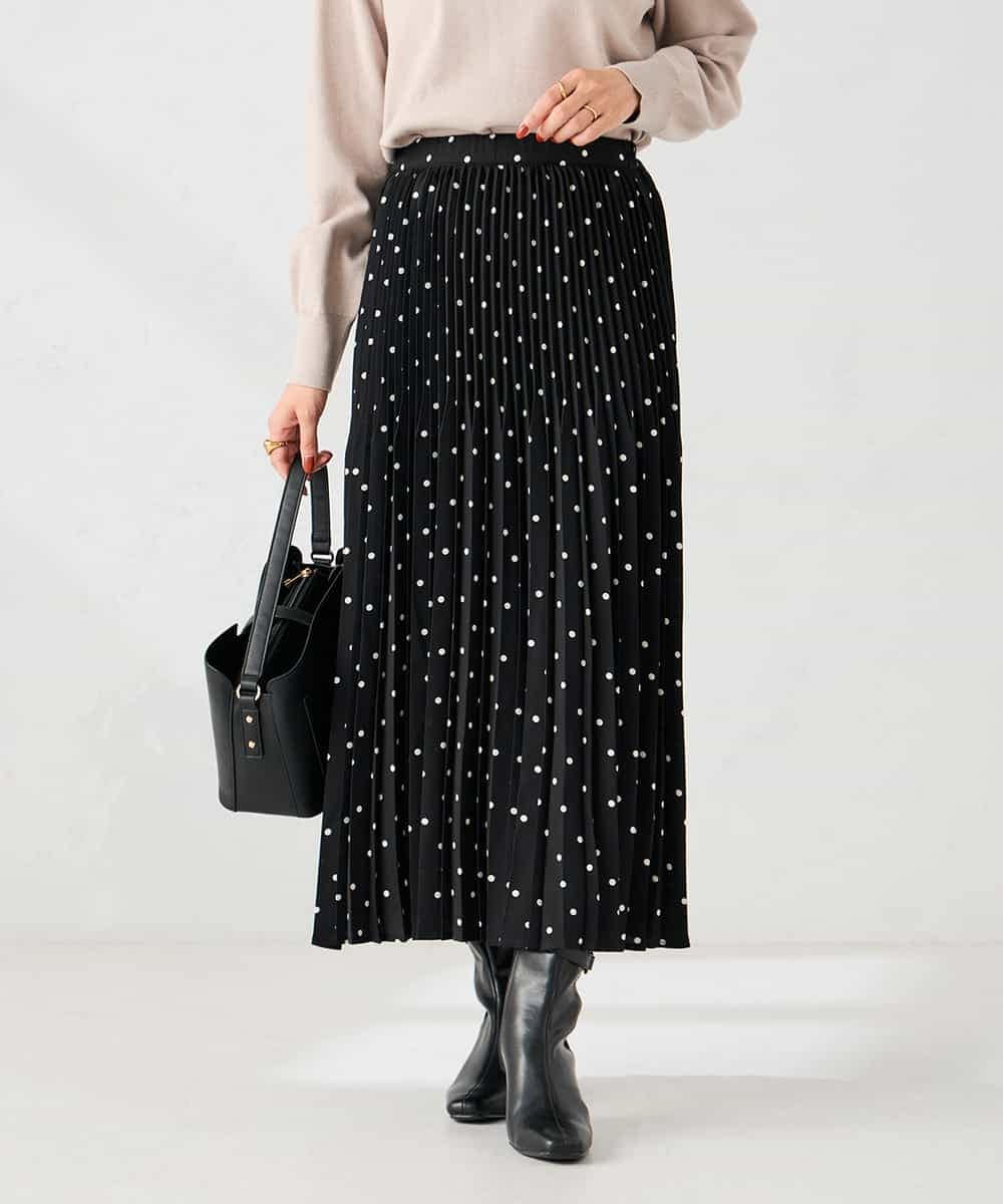 K2HKA08059 a.v.v(アー・ヴェ・ヴェ) 【洗える】ドットプリーツスカート アイボリー