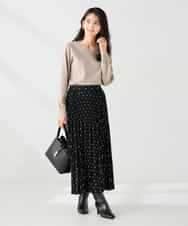 K2HKA08059 a.v.v(アー・ヴェ・ヴェ) 【洗える】ドットプリーツスカート アイボリー