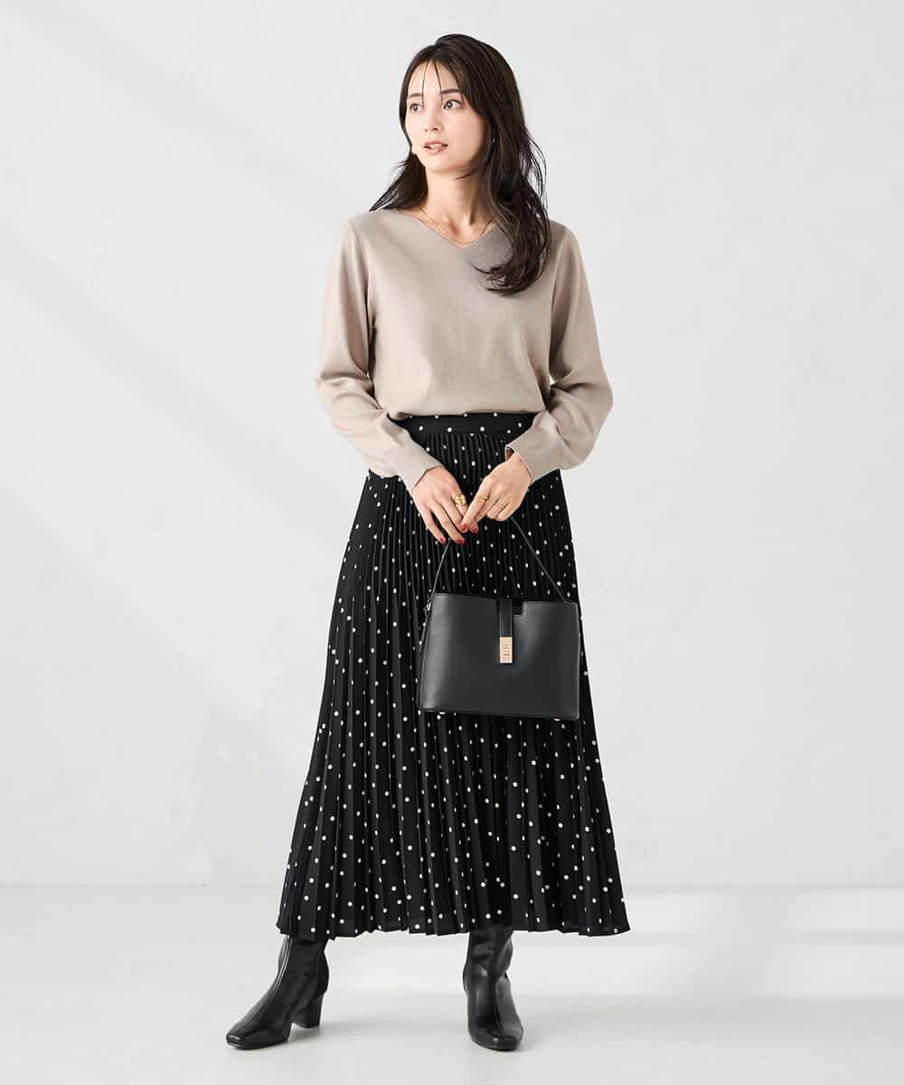 洗える/雑誌InRed(宝島社)11月号掲載】ドットプリーツスカート