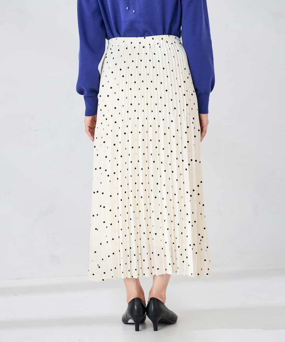 K2HKA08059 a.v.v(アー・ヴェ・ヴェ) 【洗える】ドットプリーツスカート アイボリー