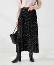 K2HKA08059 a.v.v(アー・ヴェ・ヴェ) 【洗える】ドットプリーツスカート ブラック