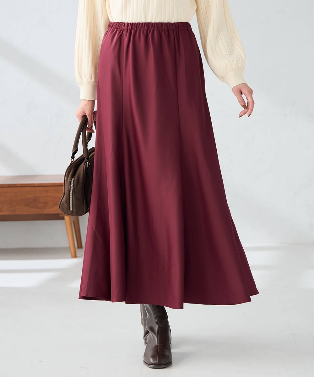 K2HKA09059 a.v.v(アー・ヴェ・ヴェ) 【マシンウォッシャブル】セミフレアスカート ボルドー