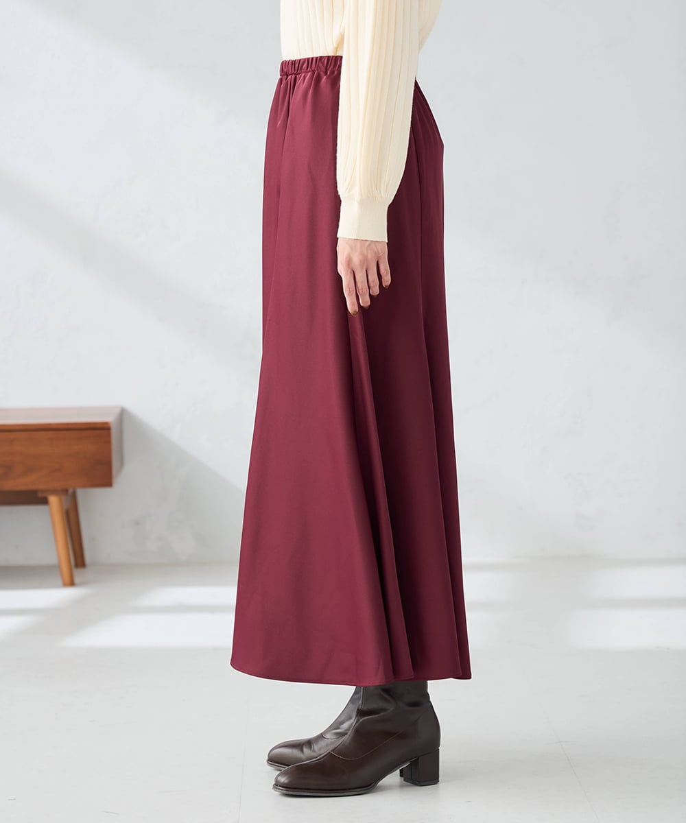 K2HKA09059 a.v.v(アー・ヴェ・ヴェ) 【マシンウォッシャブル】セミフレアスカート ボルドー