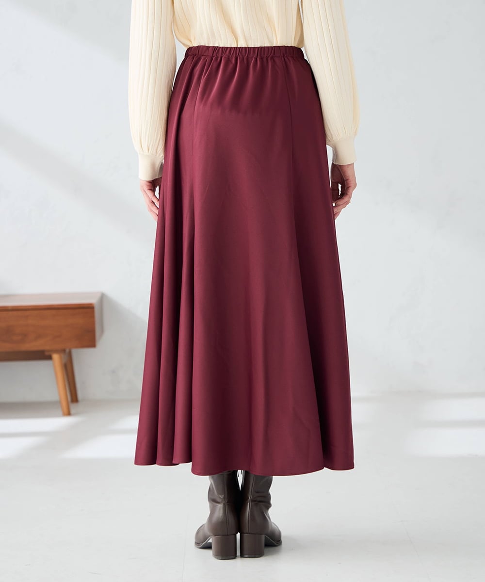 K2HKA09059 a.v.v(アー・ヴェ・ヴェ) 【マシンウォッシャブル】セミフレアスカート ボルドー