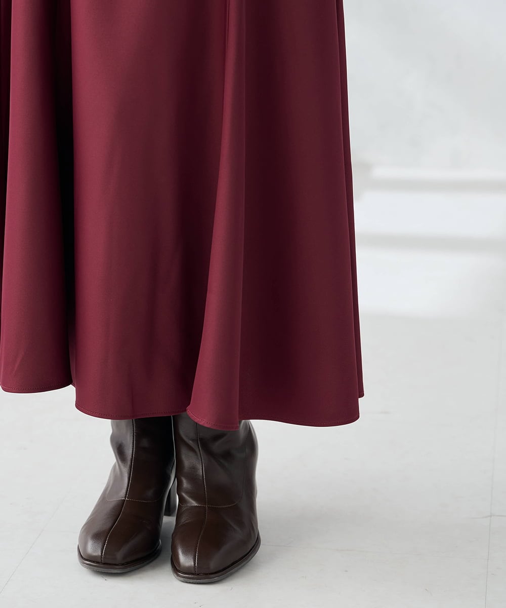K2HKA09059 a.v.v(アー・ヴェ・ヴェ) 【マシンウォッシャブル】セミフレアスカート ボルドー