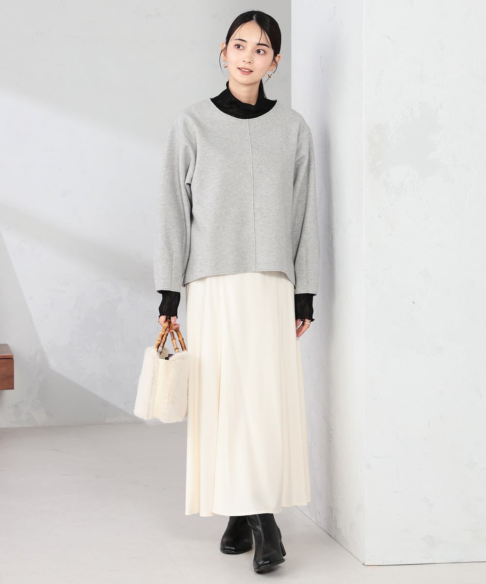 K2HKA09059 a.v.v(アー・ヴェ・ヴェ) 【マシンウォッシャブル】セミフレアスカート ボルドー