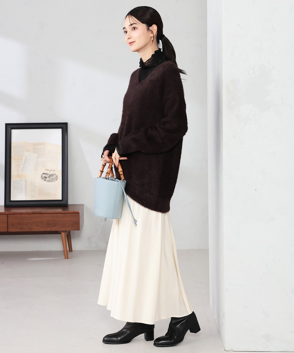 K2HKA09059 a.v.v(アー・ヴェ・ヴェ) 【マシンウォッシャブル】セミフレアスカート ボルドー