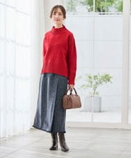 K2HKA13059 a.v.v(アー・ヴェ・ヴェ) ツイード調裾フリンジAラインスカート ネイビー