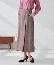 K2HKA13059 a.v.v(アー・ヴェ・ヴェ) ツイード調裾フリンジAラインスカート ネイビー