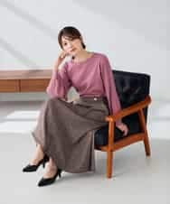 K2HKA13059 a.v.v(アー・ヴェ・ヴェ) ツイード調裾フリンジAラインスカート ネイビー