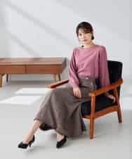 K2HKA13059 a.v.v(アー・ヴェ・ヴェ) ツイード調裾フリンジAラインスカート ネイビー