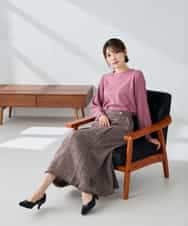 K2HKA13059 a.v.v(アー・ヴェ・ヴェ) ツイード調裾フリンジAラインスカート ネイビー