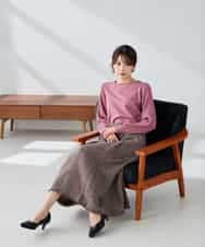 K2HKA13059 a.v.v(アー・ヴェ・ヴェ) ツイード調裾フリンジAラインスカート ネイビー