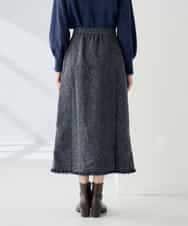K2HKA13059 a.v.v(アー・ヴェ・ヴェ) ツイード調裾フリンジAラインスカート ネイビー
