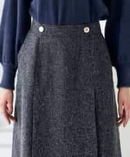 K2HKA13059 a.v.v(アー・ヴェ・ヴェ) ツイード調裾フリンジAラインスカート ネイビー