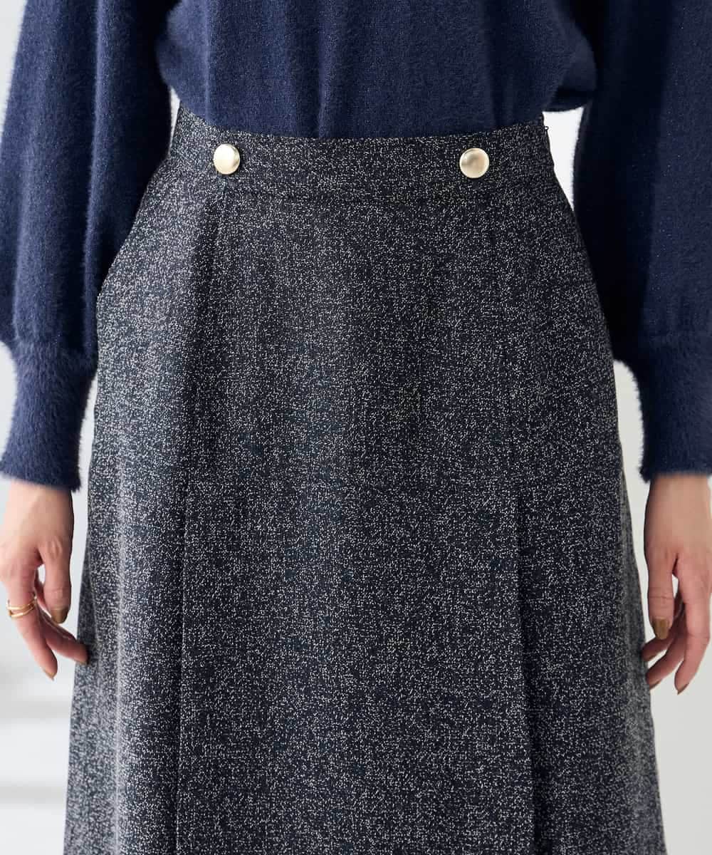 K2HKA13059 a.v.v(アー・ヴェ・ヴェ) ツイード調裾フリンジAラインスカート ネイビー