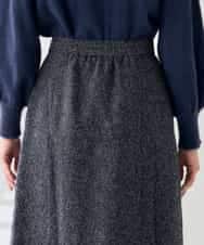 K2HKA13059 a.v.v(アー・ヴェ・ヴェ) ツイード調裾フリンジAラインスカート ネイビー