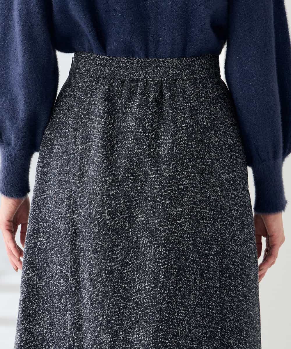 K2HKA13059 a.v.v(アー・ヴェ・ヴェ) ツイード調裾フリンジAラインスカート ネイビー