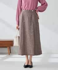 K2HKA13059 a.v.v(アー・ヴェ・ヴェ) ツイード調裾フリンジAラインスカート ボルドー