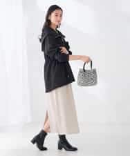 K2HKD10059 a.v.v(アー・ヴェ・ヴェ) 【洗える】サテンイージーナロースカート ブラウン（小花プリント）