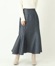 K2HKP09069 a.v.v(アー・ヴェ・ヴェ) デニム調アシメマーメイドスカート ネイビー
